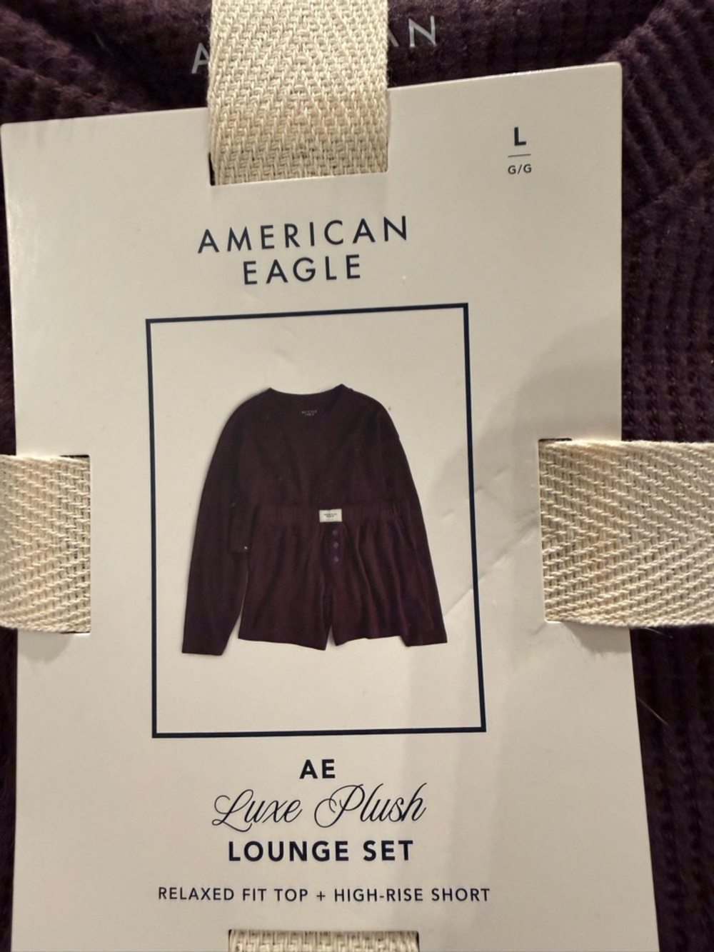 American Eagle Luxe Plush Lounge Set - Deep Plum